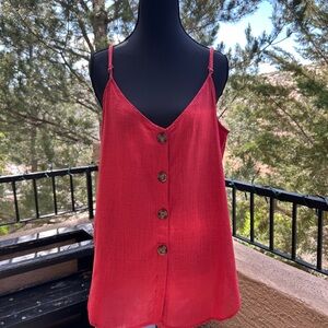 Women's Red Button-Down Cami Top